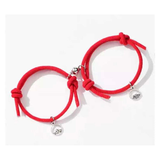 Pulsera Doble Con Iman Hilo Rojo Pareja Aniversario Novios 0 Cm 2.54 Cm
