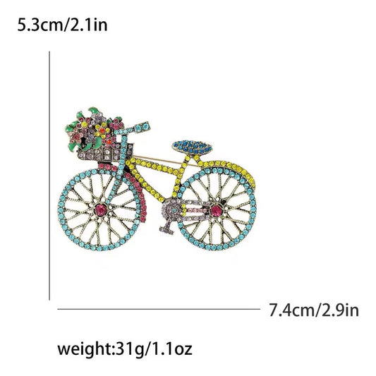 Broche Prendedor Bicicleta Chic Con Cristales Decorativos Multicolor