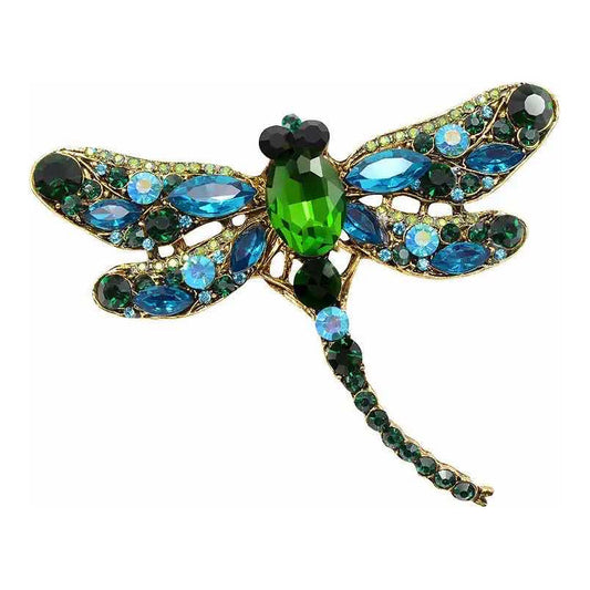 Broche Vintage De Libélulas, Broche Con Estilo, Prendedores Verde Oscuro