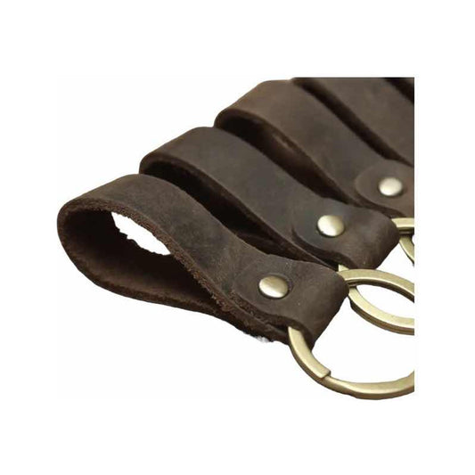 Llavero De Cuero Elegante Retro, Llavero Masculino Café