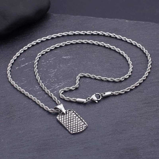 Collar Cadena Hombre Con Placa Distintiva Medalla