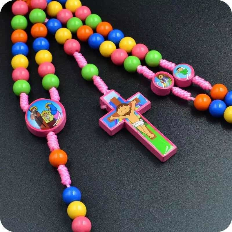 Collar Rosario Para Niños Colgante Jesus Moda Religiosa
