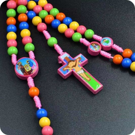 Collar Rosario Para Niños Colgante Jesus Moda Religiosa