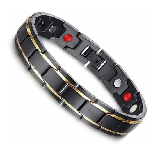 Pulsera De Imán Negra Terapia Magnética Acero Negro Elegante 21 Cm 2.54 Cm