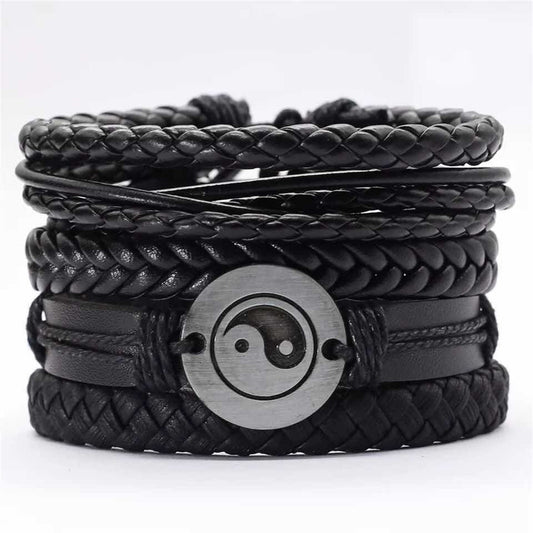 Pulsera Brazalete Cuero Elegante Negro - Místico 0 Mm