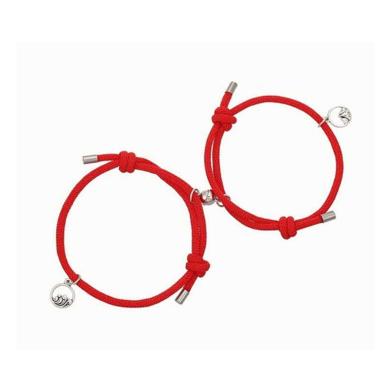 Pulsera Doble Con Iman Hilo Rojo Pareja Aniversario Novios 0 Cm 2.54 Cm