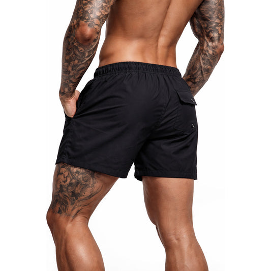 Short De Baño Negro Para Hombre, Estilo Dominante Negro Liso M