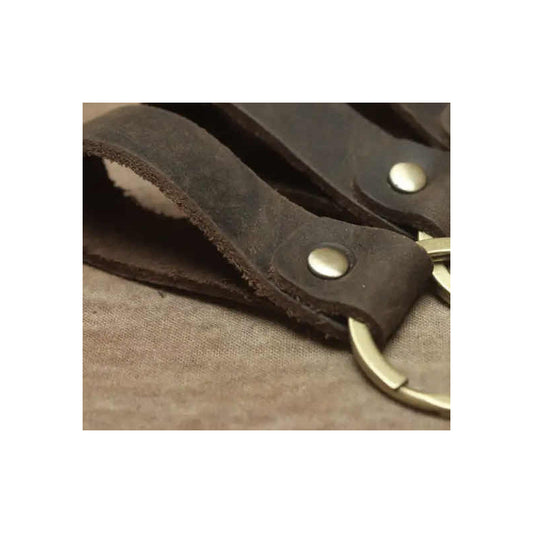Llavero De Cuero Elegante Retro, Llavero Masculino Café